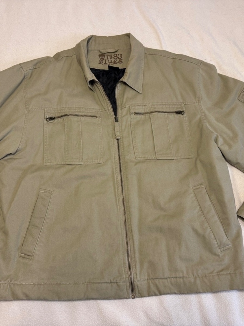 Vtg Plugg Coat Blk Quilt Lining Mens Size XL 48-50 "Chest 48" Length